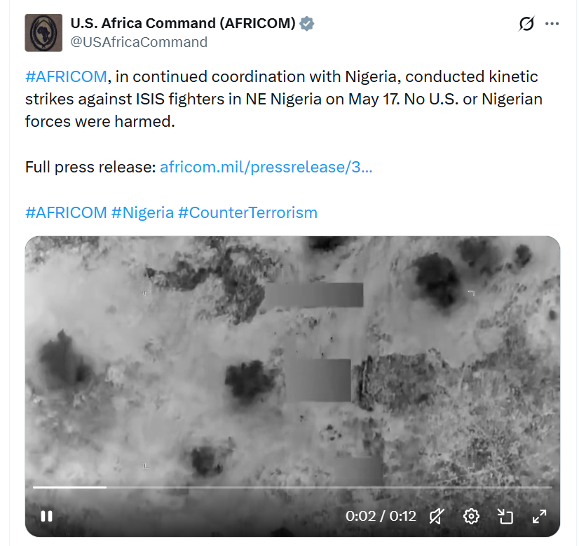 AFRICOM confirms additional ISIS fighters killed in Nigeria-U.S. coordinated strikes